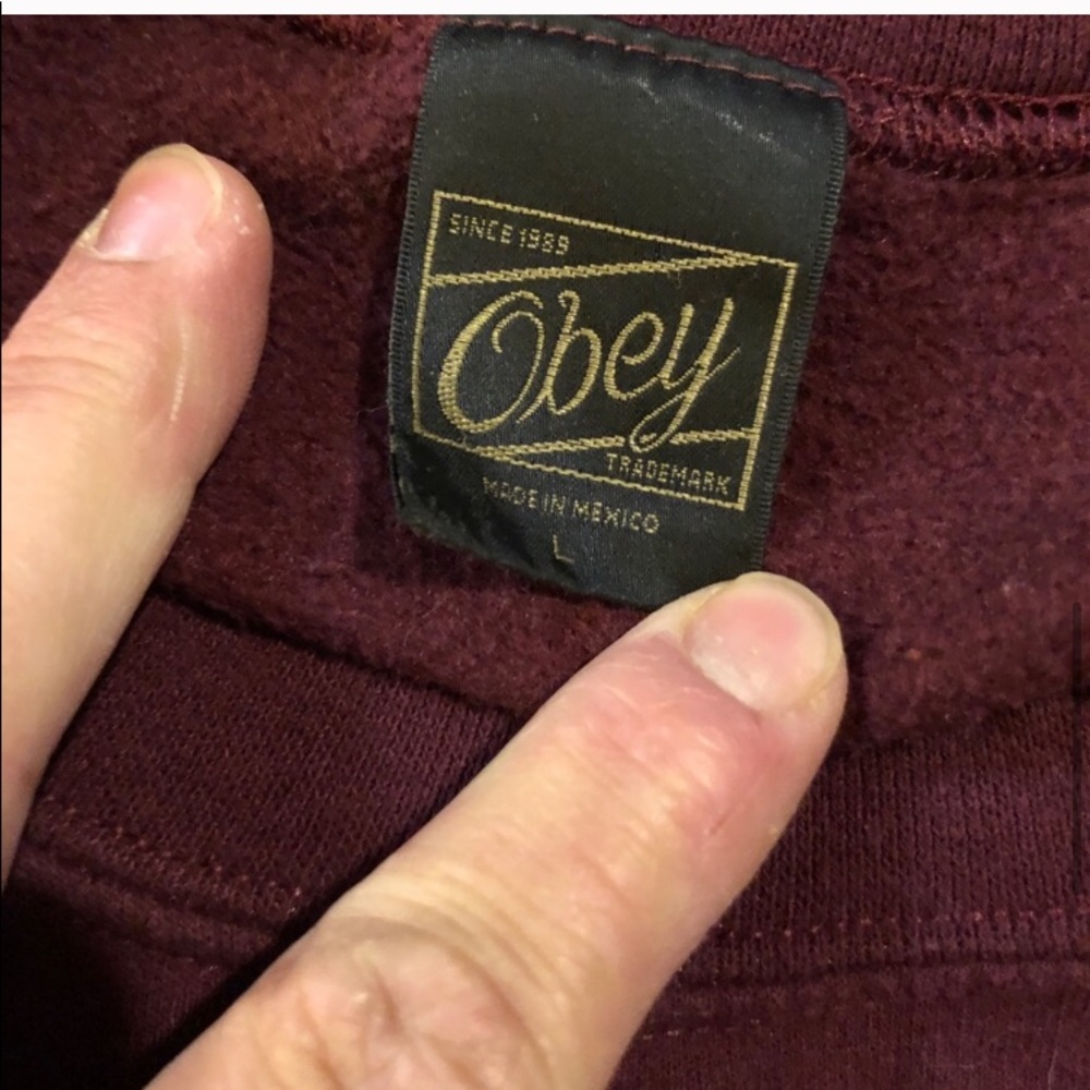 OBEY large burgundy floral sweatshirt - Picture 4 of 8
